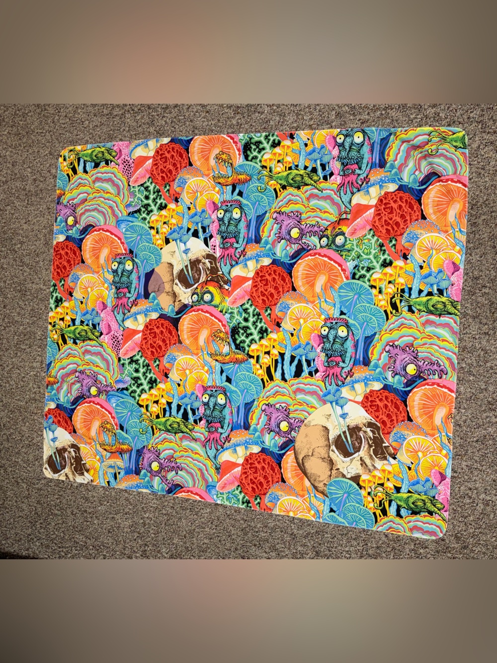 Vibrant Multicolor Psychedelic Skull Print Tapestry wall‎ hanging 50x58